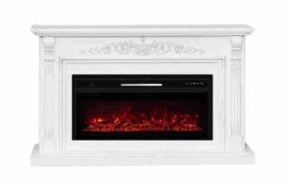Портал для электрокамина ELEKAM Irida (МДФ) под очаги Pulsar 38, Pulsar 40, Vision 42, светло бежевая эмаль RAL 9010 (шпон) с золотой патиной