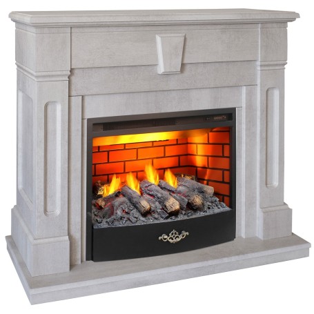 Электрокамин RealFlame Kellie 25,5/26 WT цвет белый камень с очагом 3D Firestar 25,5