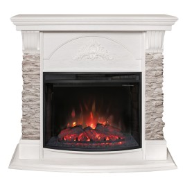Электрокамин RealFlame Athena GR WT белый с очагом Evrika 25,5 LED