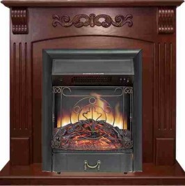 Каминокомплект Sorrento угловой - Орех с очагом Majestic FX Black