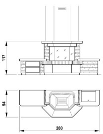 Облицовка BRESSANONE + топка ECOMONOBLOCCO 78 exagone (Palazzetti)