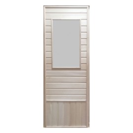 Дверь DoorWood 75х185, липа с прямоугольной стеклянной вставкой