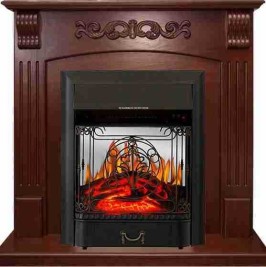 Каминокомплект Sorrento угловой - Орех с очагом Majestic FX M Black RC