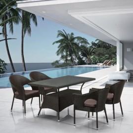 Комплект плетеной мебели из искусственного ротанга T198A/Y97B-W53 4 Pcs Brown
