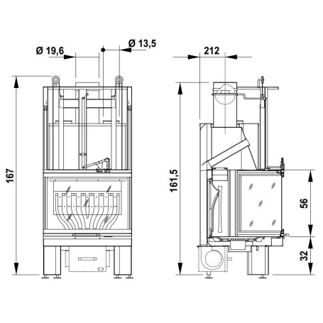 Облицовка MONTECARLO fulli-fitted + топка ECOMONOBLOCCO 66 round 180° (Palazzetti)