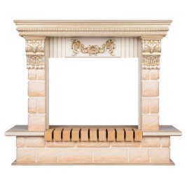 Портал каминный из МДФ RealFlame Gracia WT белый дуб с золотой патиной