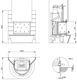 Облицовка ACAPULCO Rosso Alhambra + топка ECOMONOBLOCCO 66 round 180° (Palazzetti)