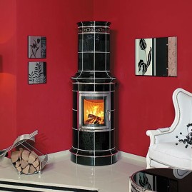 Печь BELLA NOCHE 2 ECOplus, schwarz-gl, рамка хром, обводка платина (Hark)