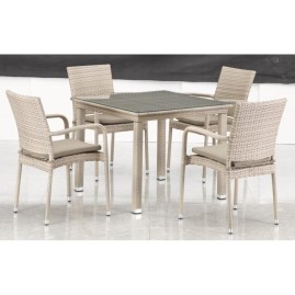 Комплект плетеной мебели T256C/Y376C-W85 Latte (4+1) + подушки на стульях