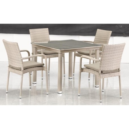 Комплект плетеной мебели T256C/Y376C-W85 Latte (4+1) + подушки на стульях