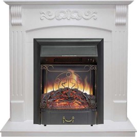 Каминокомплект Sorrento угловой - Белый дуб с очагом Majestic FX Black