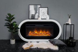 Каминокомплект Ellipse - Белый с черным (ширина 1450 мм) с очагом Vision 42 LOG LED