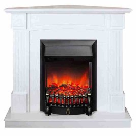 Электрокамин RealFlame Andrea Corner WT фактурный белый с очагом Fobos Lux Black