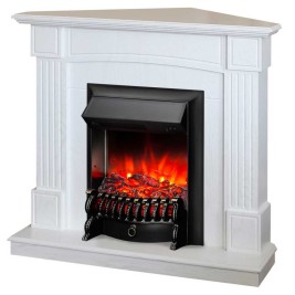 Электрокамин RealFlame Andrea Corner WT фактурный белый с очагом Fobos Lux Black
