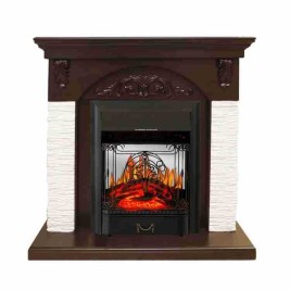 Каминокомплект Bern Сланец мелкий белый / Темный дуб с очагом Majestic FX M Black RC